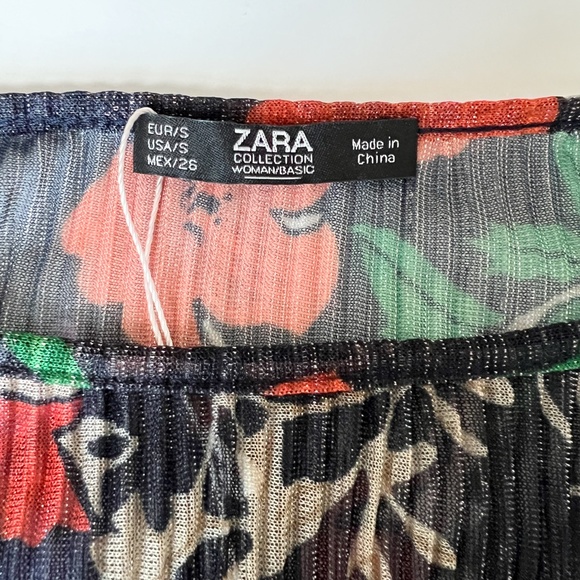 NWT Zara Collection Woman Basic Shimmer Floral Black Long Sleeve Dress S… - Picture 15 of 16